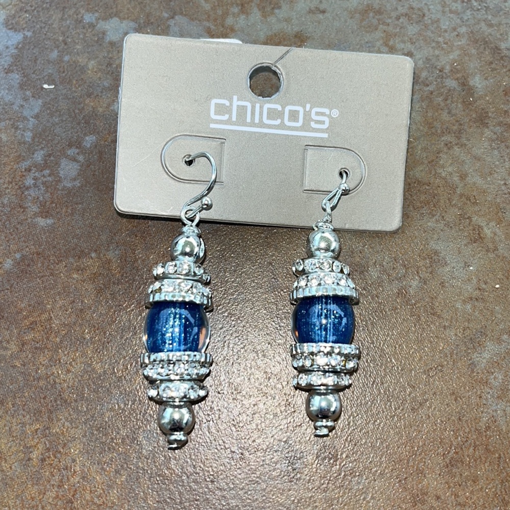 Chico’s Beautiful blue and silver tone pierced earrings